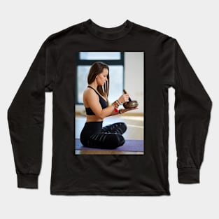 Woman in various yoga postures Long Sleeve T-Shirt